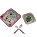 Eco friendly 5pc bamboo fiber tableware for kids korean kids tableware